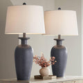 360 Lighting Glenwood 28' Tall Farmhouse Rustic Country Cottage 3-Way Table Lamps Set of 2 Charcoal Gray Living Room Bedroom Bedside Nightstand House Office Home Reading Kitchen Entryway White Shade