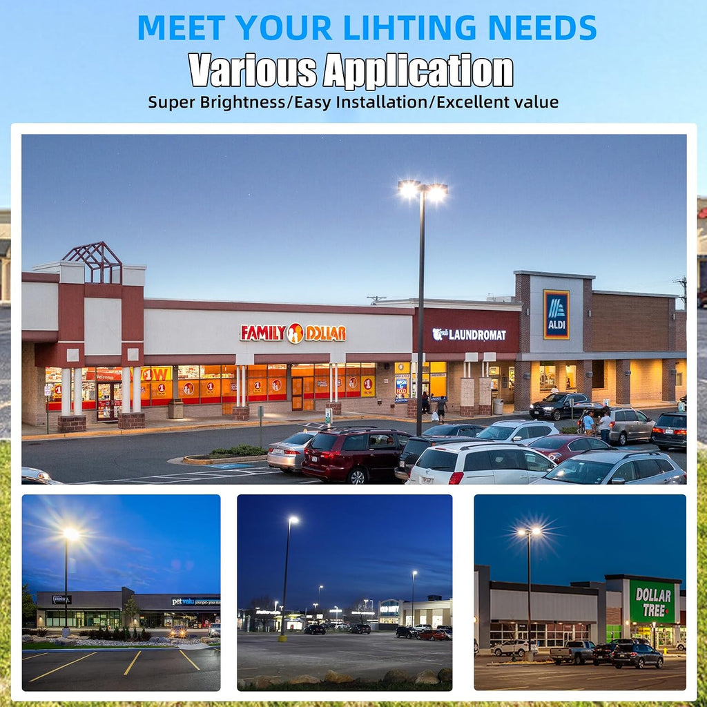 300W LED Parking Lot Light, 39000LM Led Parking Lot Lights Outdoor with Photocell Slip Fitter, 5000K Commercial Shoebox Pole Lighting 7 Years Lifespan for Street Yard Roadway Garage-ETL Listed(3 PACK)