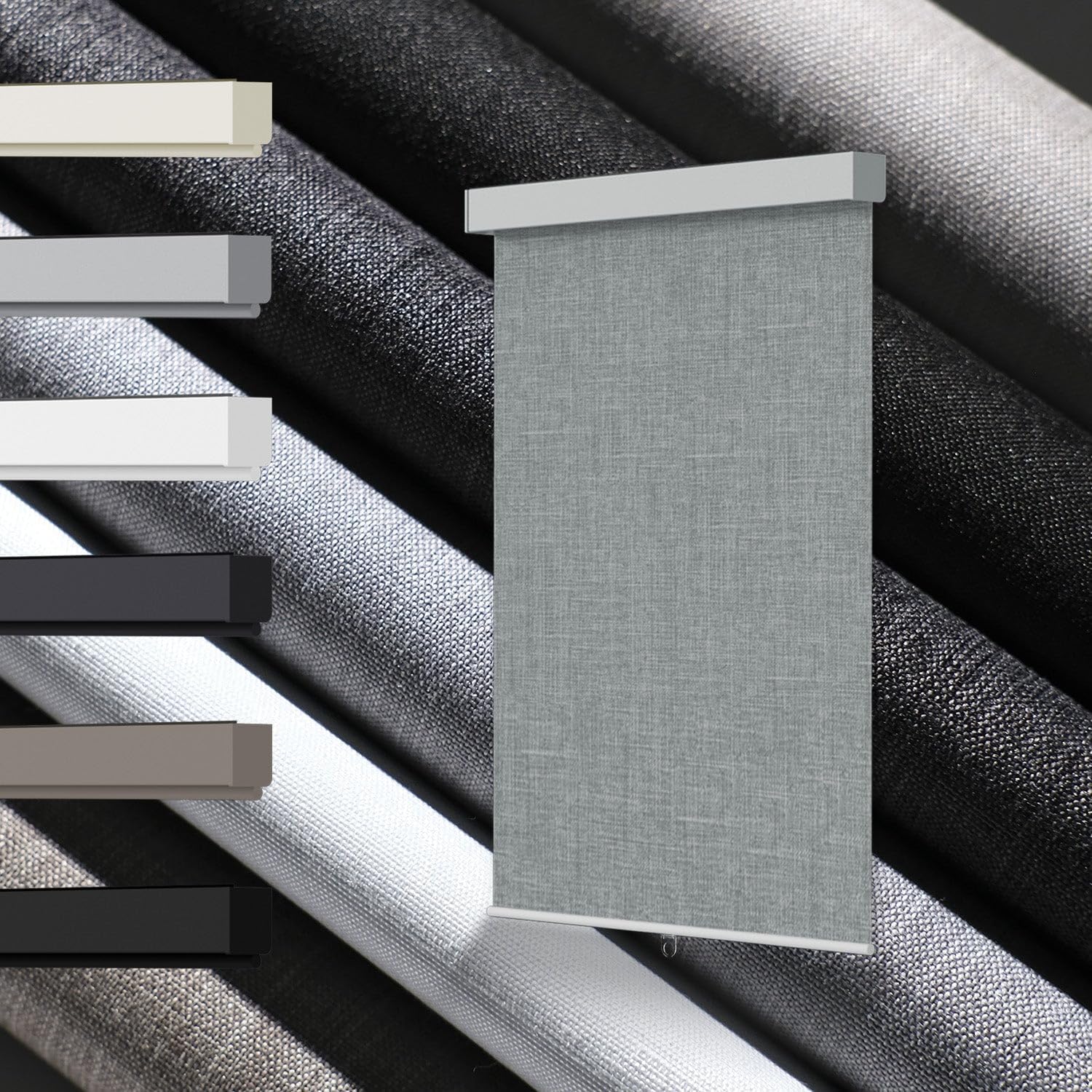 100% Blackout Roller Shades, Free-Stop Cordless Roller Blinds for Windows, Thermal Insulated Linen Fabric Window Shades UV Protection for Home, Door, Grey, 56' W x 72' H