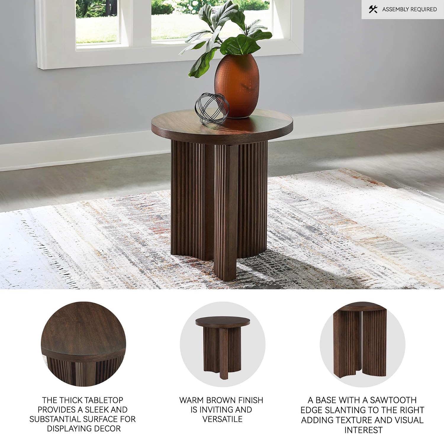 Signature Design by Ashley Korestone Contemporary End Table with Curved Legs, Dark Brown