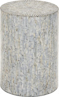 Deco 79 Mother of Pearl Shell Handmade Side End Accent Table Mosaic End Table, Side Table 14' x 14' x 20', Light Blue