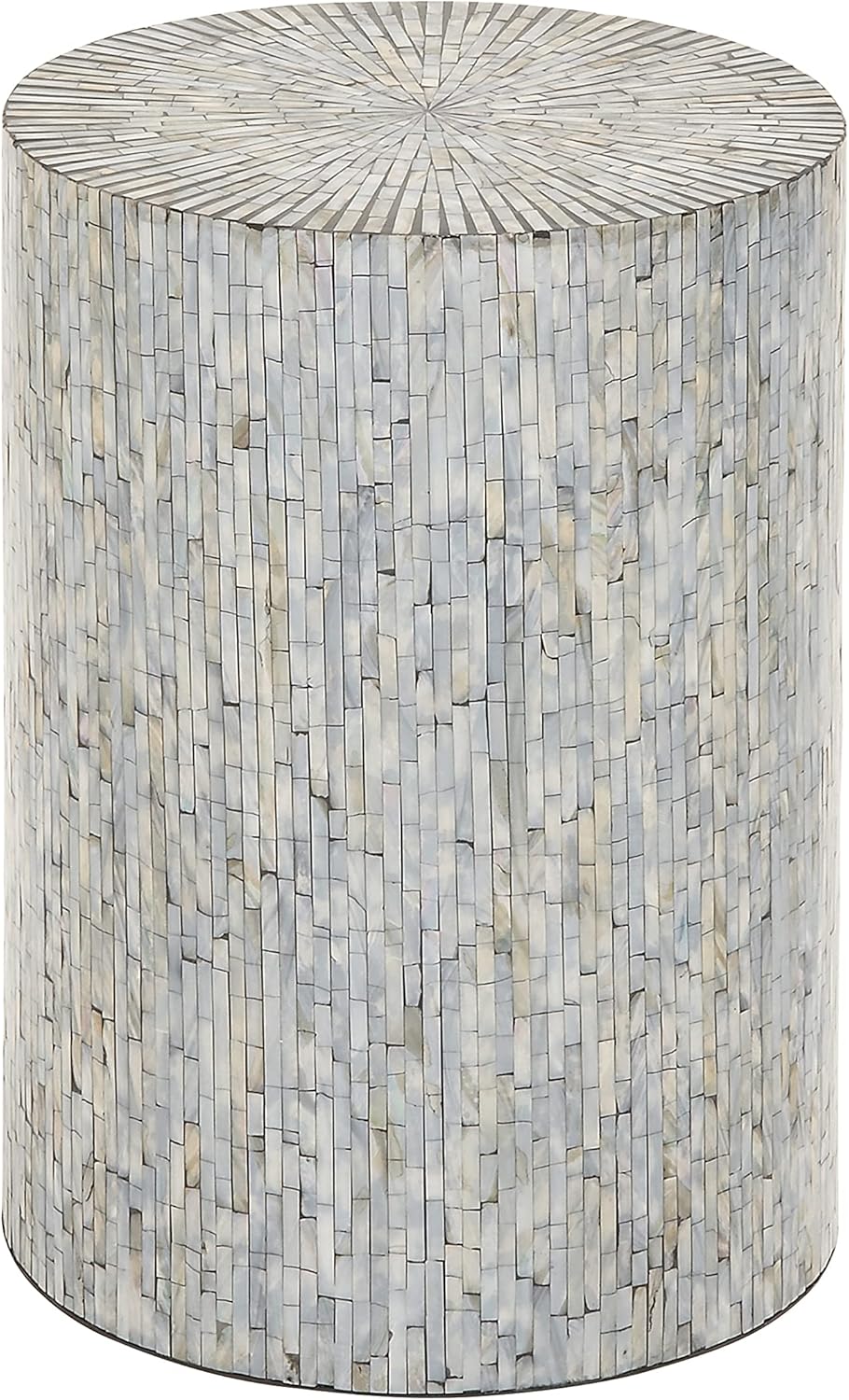 Deco 79 Mother of Pearl Shell Handmade Side End Accent Table Mosaic End Table, Side Table 14' x 14' x 20', Light Blue