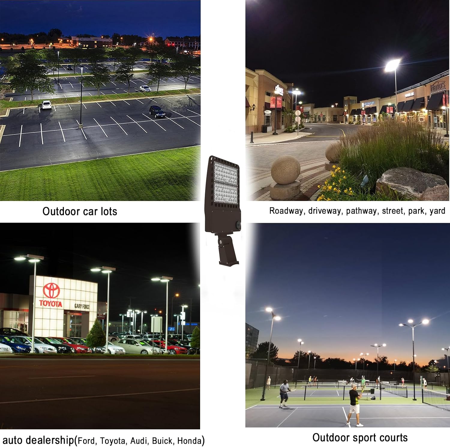 Power Adjustable 200W 240W 300W 277V 480V LED Parking Lot Light Exterior Bronze Street Pole Shoebox Lighting Fixtures 5000K for Sport Court, 600W-1000W MH HPS Equal (Direct Mount)