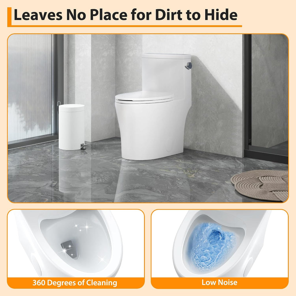 One Piece Elongated Toilet with Side Flush Handle and Quick Attach Soft Close Seat, High Seat Comfort for Seniors and Compact Bathrooms