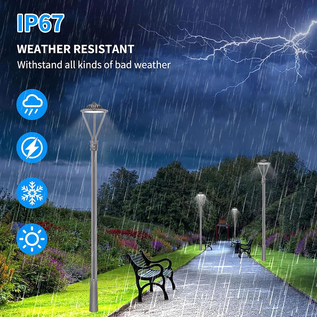 LED Post Top Pole Light,30W/50W/75W LED Post Top Light,DW 5000K,ETL DLC Listed,3000K 4000K 5000K 3CCT Tunable,IP65 Waterproof Fixtures for Garden Yard Pathway Street Lighting (Bronze)