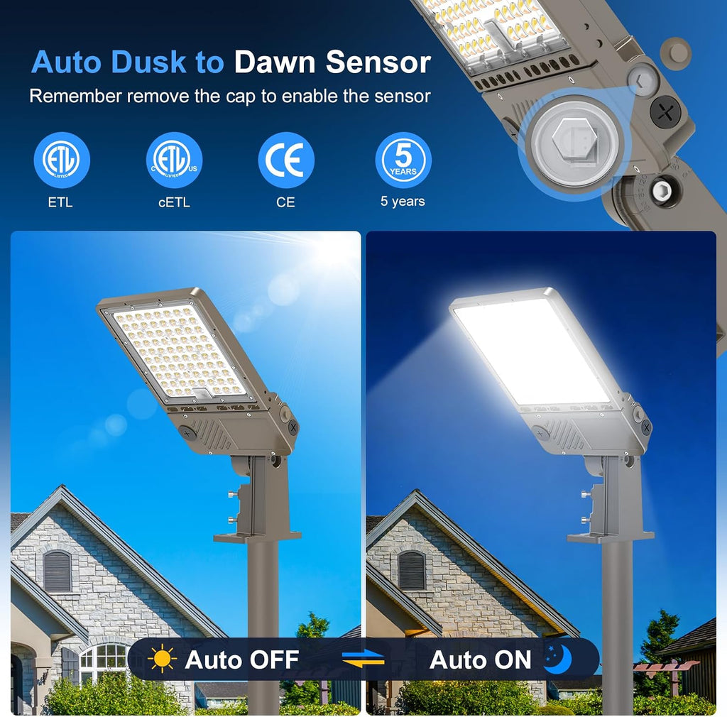 LED Parking Lot Light 150W 120W 90W Tunable & 3CCT 3000K-5000K 22500LM 0-10V Dimmable ETL Listed IP65 Shoebox Flood Light with Photocell & Slip Fitter Mount for Outdoor Commercial Area AC100-277V