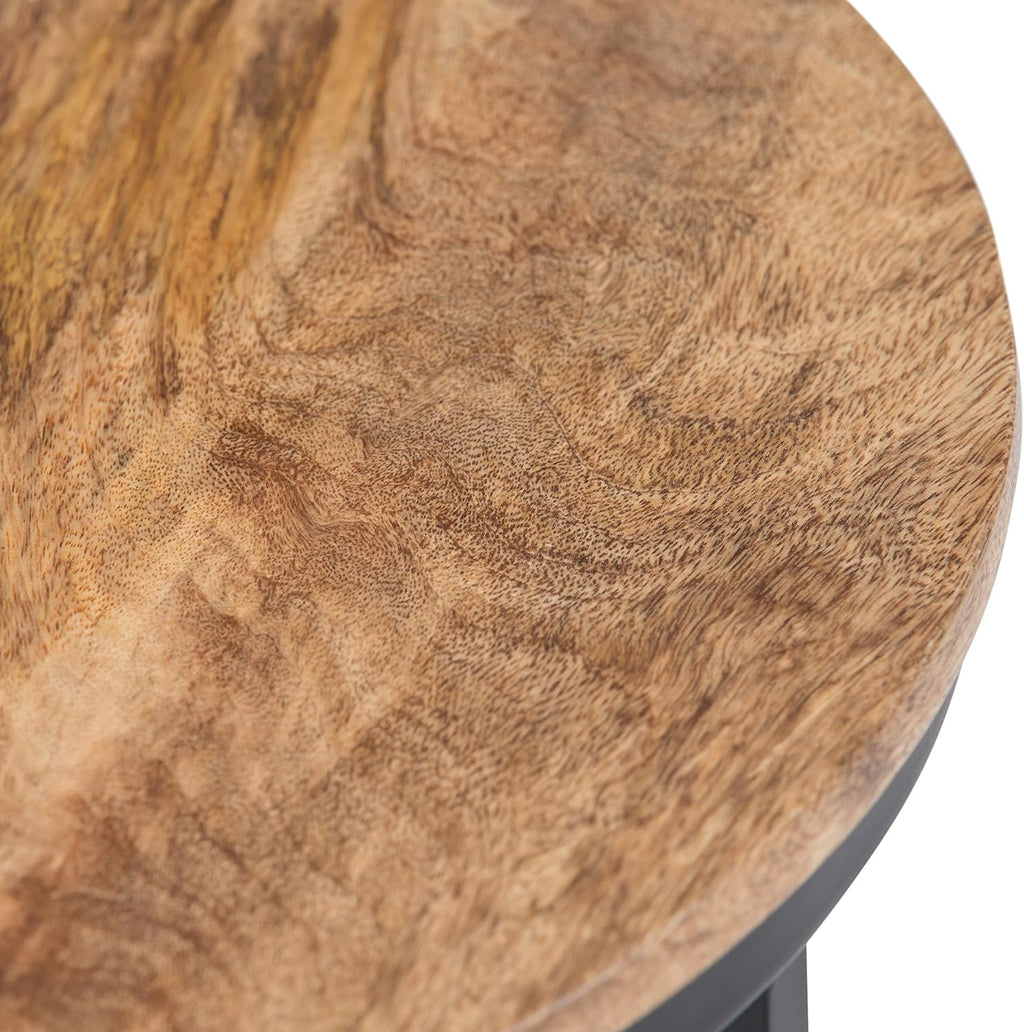 SIMPLIHOME Jenna Metal Side Table - 18 inch Wide Solid Metal Round Accent Table in Natural, Industrial End Table or Small Drink Table for Living Room, Bedroom, or Office with Compact Design