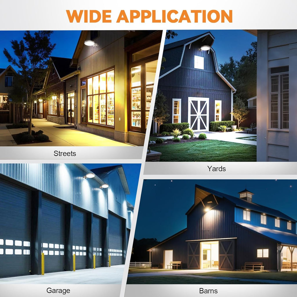 LED Barn Light 60W, Dusk to Dawn Outdoor Lighting with Photocell, 5000K Daylight, 7000LM, 120V Street Area Light, UL & FCC Certified, IP65 Waterproof, Security Lights for Yard Garage Porch Farm, 4PK