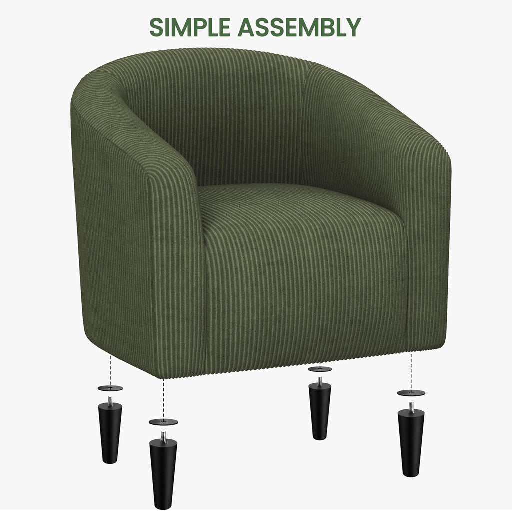 Yaheetech Barrel Chairs, Furry Accent Chairs with Soft Padded Armrest for Living Room Bedroom Waiting Room Office, Set of 2, Dark Green