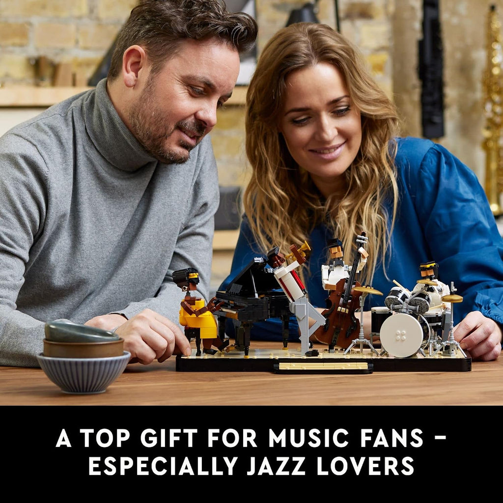 LEGO Ideas Jazz Quartet 21334 Building Blocks - Featuring Buildable Stage with 4 Band Musician Figures, Includes Piano, Double Bass, Trumpet, and Drum Kit Instruments, Great Home Display for Adults