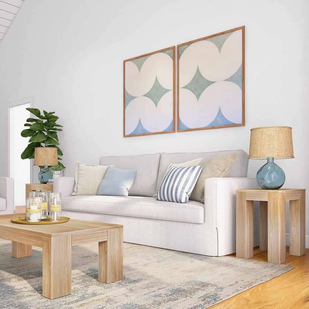 Plank+Beam Modern Rectangular Side Table, Slim Side Table for Living Room, Narrow Nightstand for Small Spaces, Wood End Table for Bedroom, Blonde Wirebrush