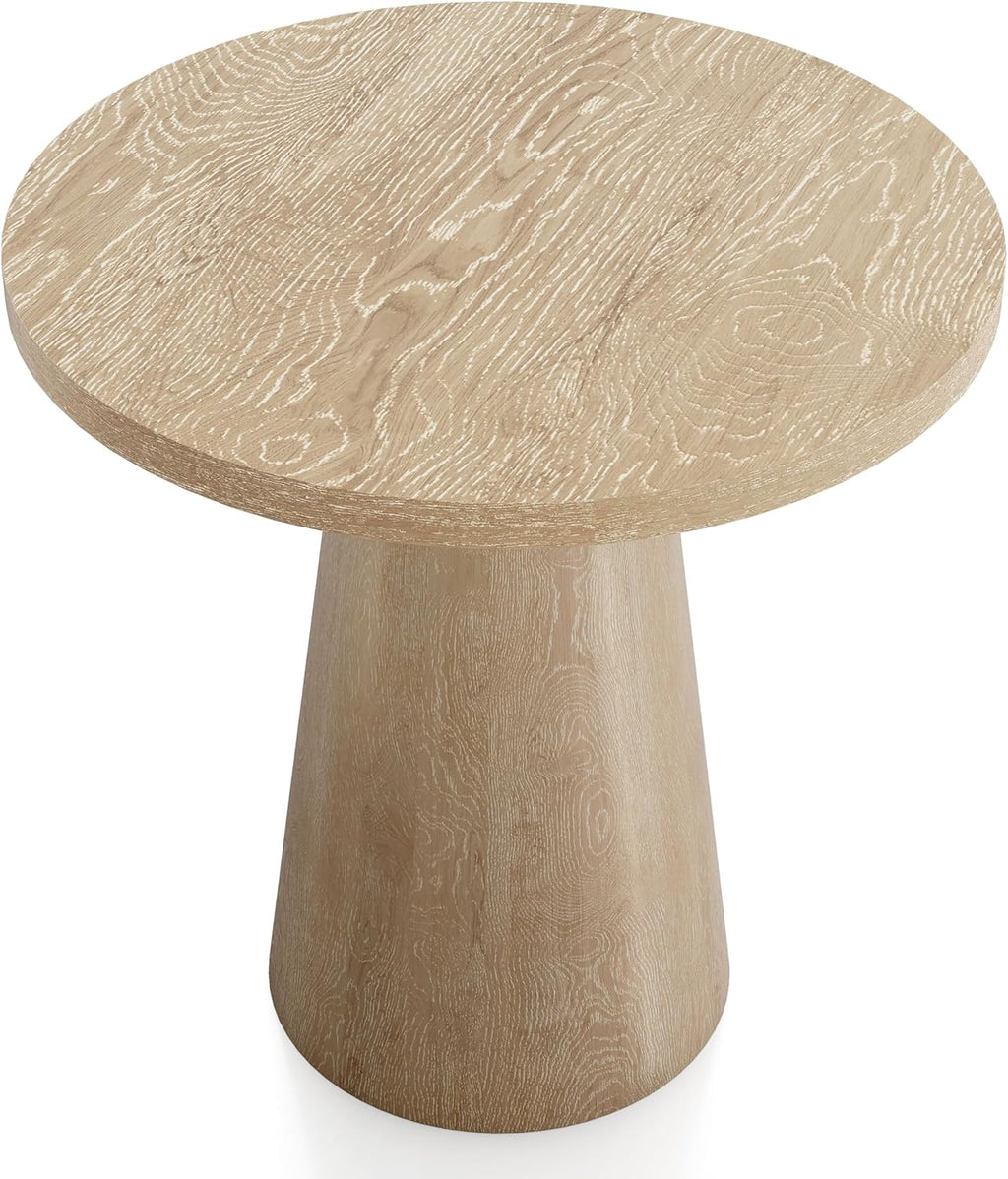 Furniture of America Crambel Modern Solid Wood 2-Piece Brown 29-inch Round End Table Set with Cone-Shaped Pedestal Base for Small Space, Living Room, Home Office, Oak