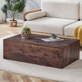 Rustic Walnut Coffee Table for Living Room Rectangular Center Tables Modern Elegant Wooden Cocktail Table for Home Office -Fully Assembled