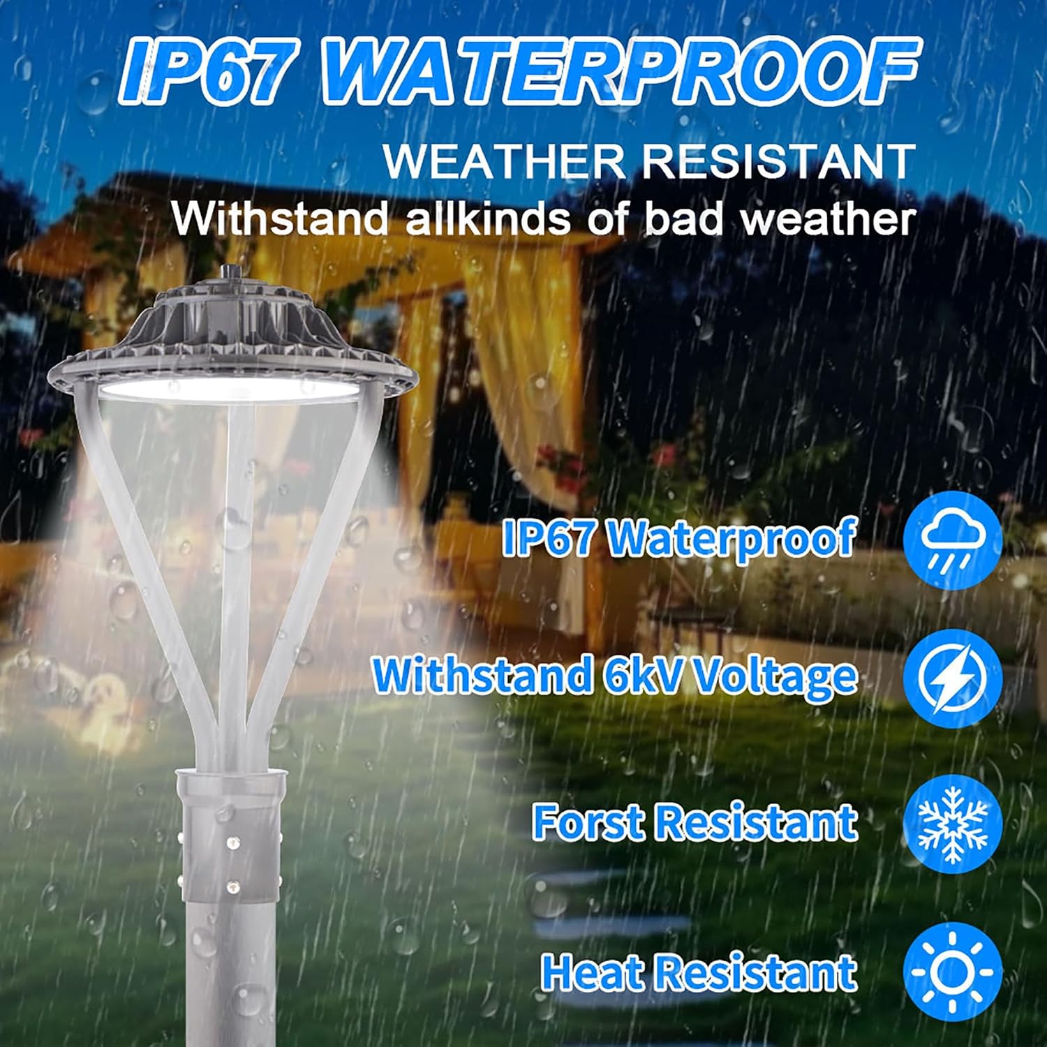 LED Post Top Light 30/50/75W Adjustable 9750 LM 3000/4000/5000K LED Circular Area Light Outdoor Pole Lights with Photocell, IP67 Parking Lot Lights Fixture Commercial Lighting, 100-277V ETL&DLC Listed