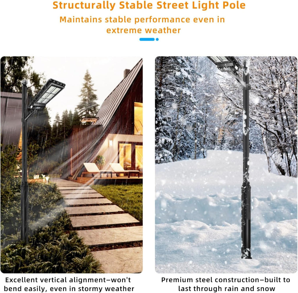 Street Light Pole 13ft Tall, Galvanized Split Street Lamp Post for Outdoor Street Courtyard Parking Lot Lighting Post Fixtures with Mounting Ground Cage (13FT 114+76mm)