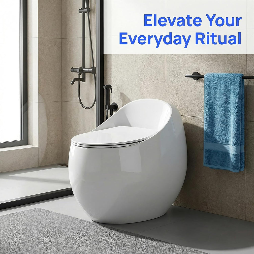 Compact One Piece Toilet, Pressure Assisted Flush 1.45 Gallons GPF Elongated Standard Toilet for Bathroom, 12' Rough-In, Floor Mounted Comfort Height, White (Seat Included)