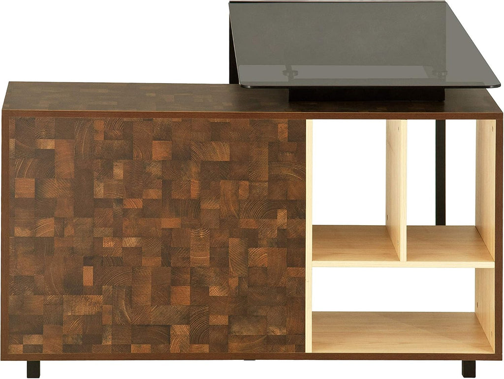 Techni Mobili L-Shape Corner Desk with Multiple Storage, Oak