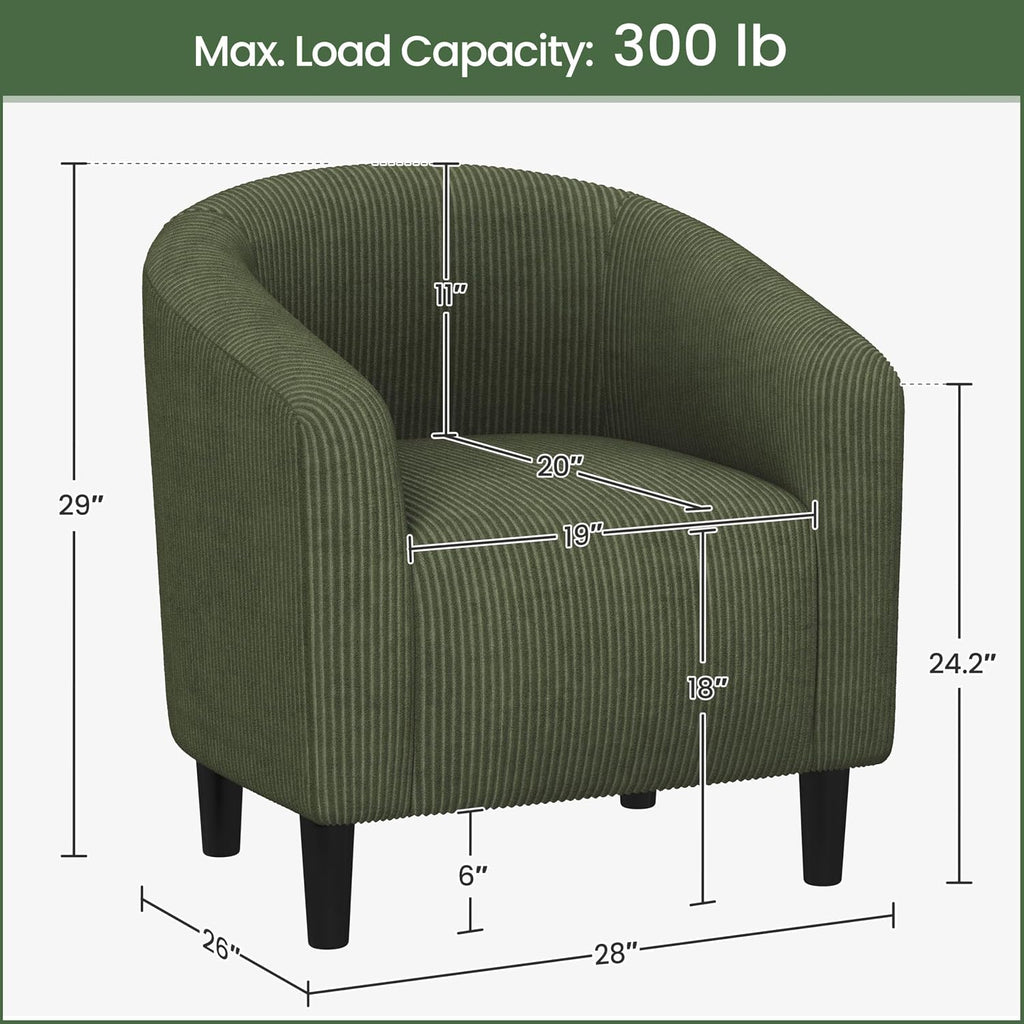 Yaheetech Barrel Chairs, Furry Accent Chairs with Soft Padded Armrest for Living Room Bedroom Waiting Room Office, Set of 2, Dark Green