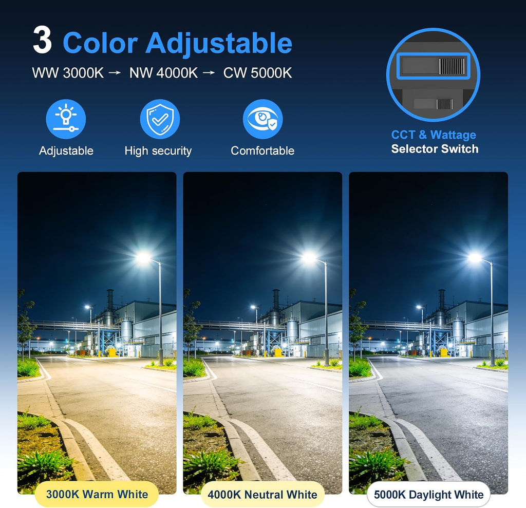 ADUB LED Parking Lot Light 360W/320W/240W Tunable 3CCT 3000K-5000K 54000LM 0-10V Dimmable ETL Listed IP65 Super Bright Shoebox Flood Light w/Photocell & Slip Fitter Commercial Outdoor Area AC100-277V