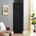 72' Tall Corner Storage Cabinet with Doors and 4 Shelves, Free Standing Corner Hutch Cabinet Kitchen Pantry Storage Cabinet Bookshelf Cabinet for Kitchen Living Room Bedroom (Black)