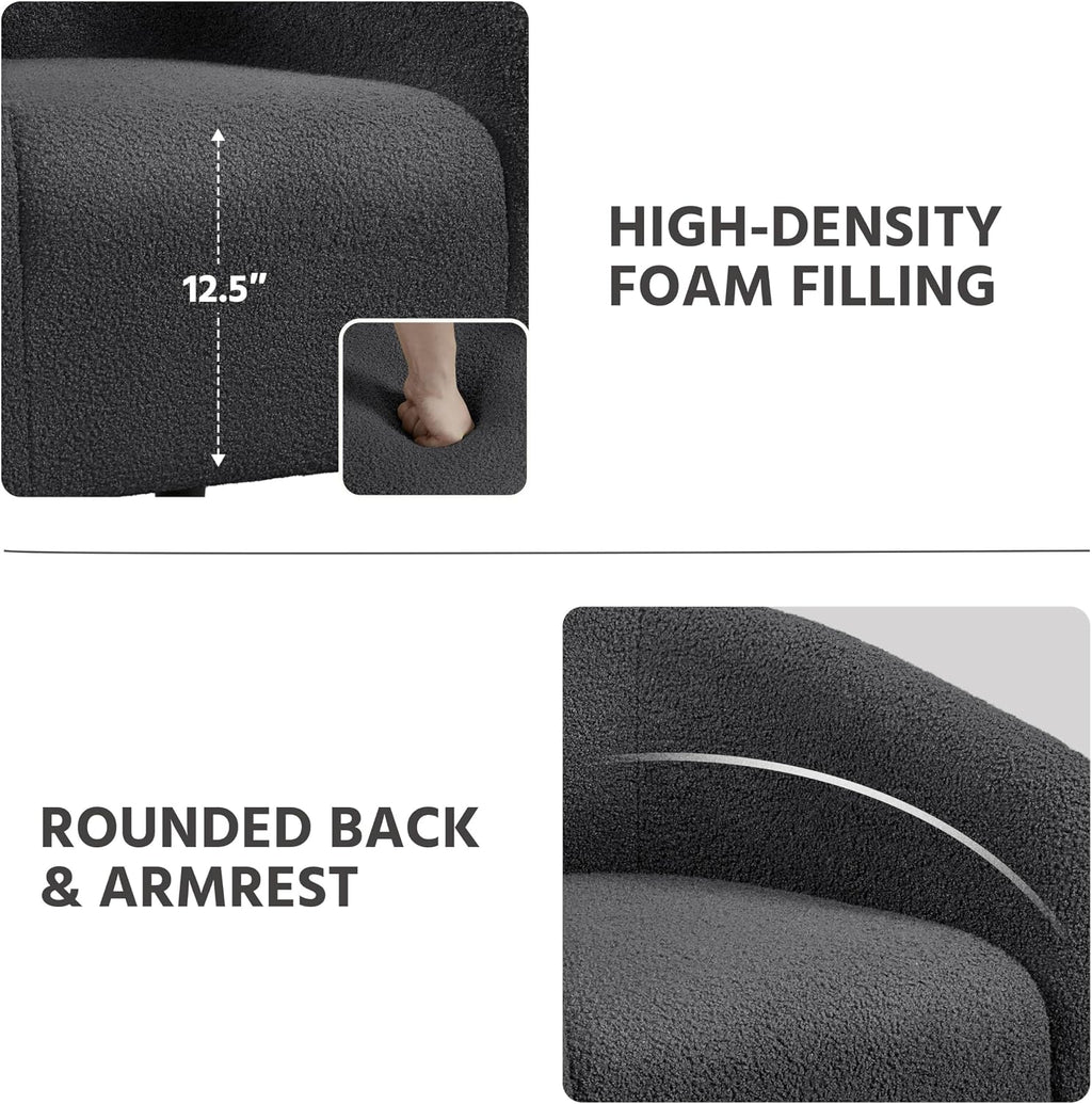 Yaheetech Accent Chairs Set of 2, Furry Living Room Chairs, Sherpa Barrel Chairs with Cozy Soft Padded, Boucle Fabric Armchais for Living Room Bedroom Reception Room Office, Dark Gray
