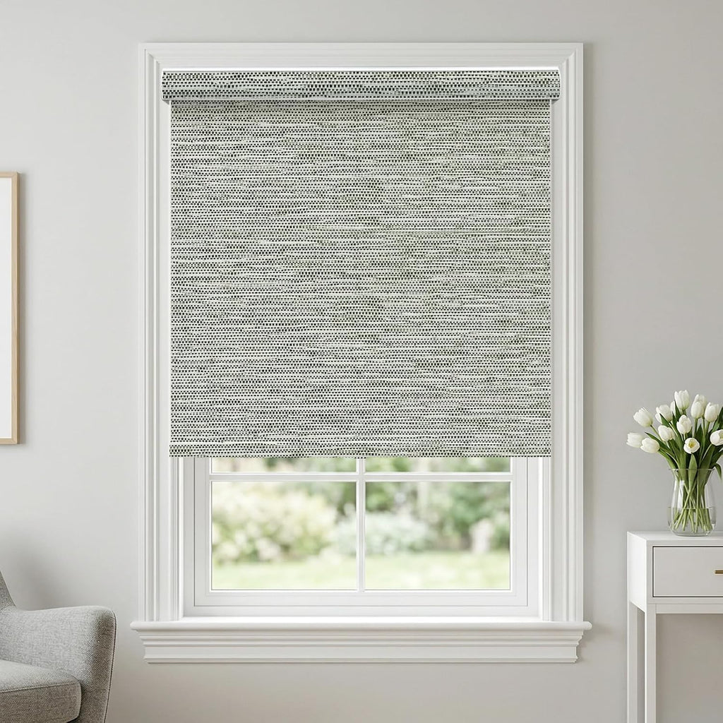 Free-Stop Blackout Roller Shades, Room Darkening Window Blinds, Thermal Insulated UV Protection with Decorative Valance for Home,Gray 03