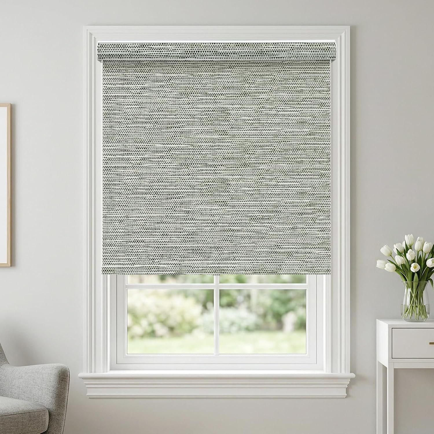 Free-Stop Blackout Roller Shades, Room Darkening Window Blinds, Thermal Insulated UV Protection with Decorative Valance for Home,Gray 03