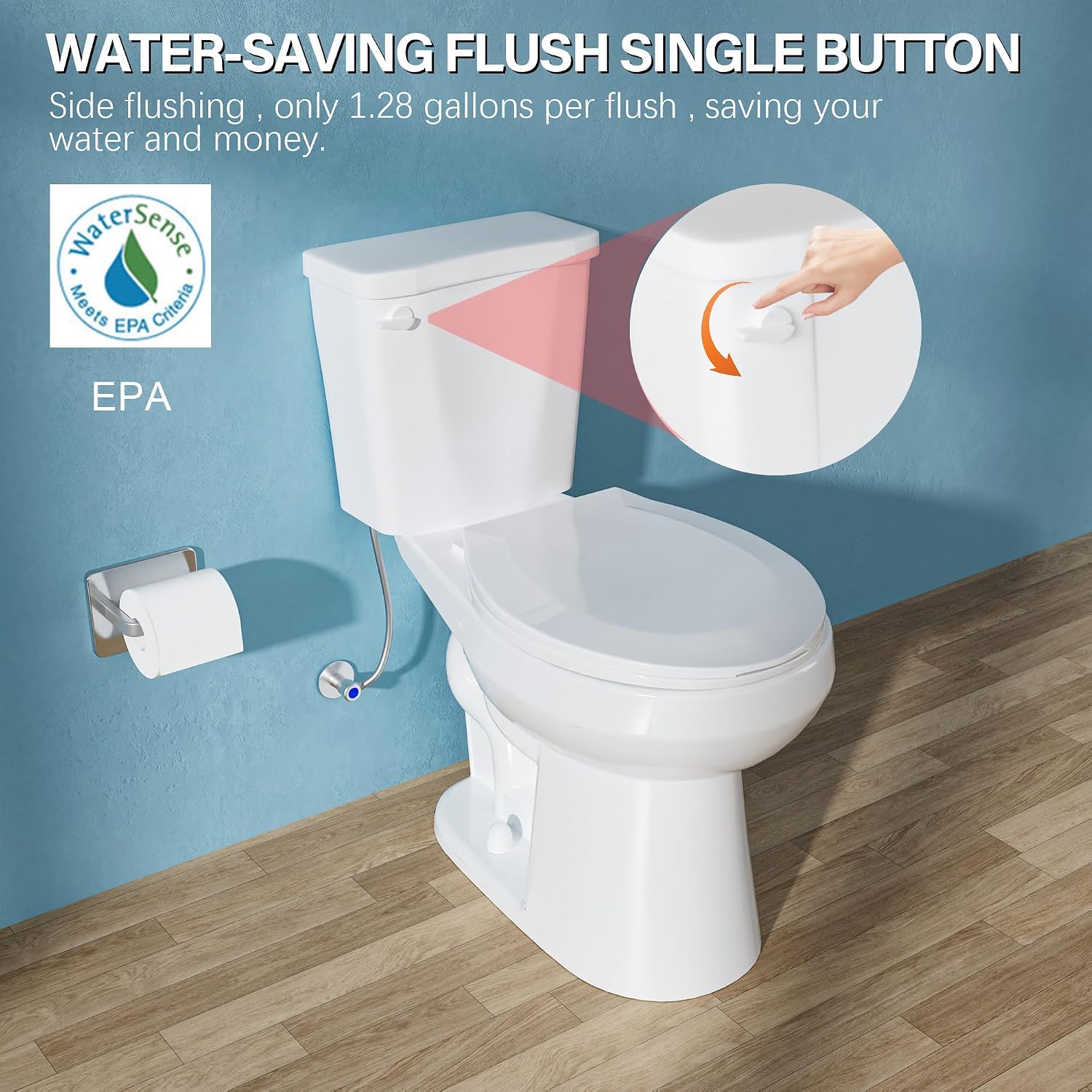 17.5' ADA Compact Chair Tall Toilet for Seniors 1.28 Single Flush White | Round High Toilet for Small Bathroom Space, Comfort Bowl Height 16.75', 12' Rough In