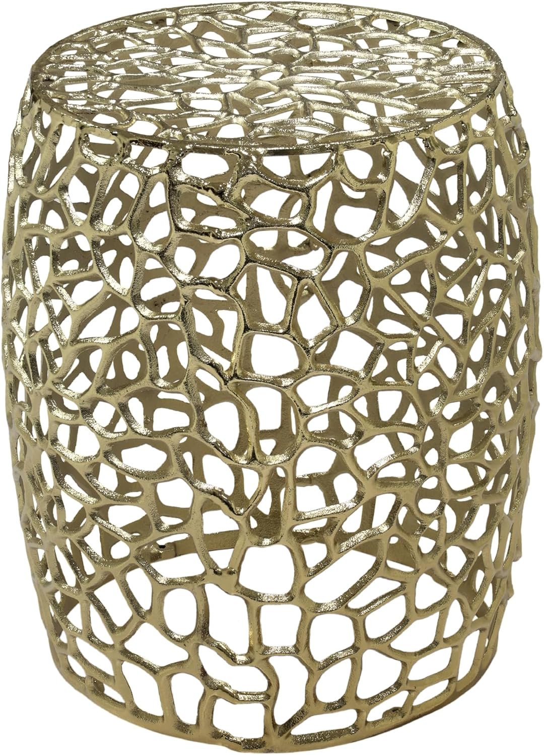 Christopher Knight Home Helast Aluminium Side Table, 14.00'' W Round Sofa Side Table, Modern Indoor Accent Table for Living Room Bedroom Home Office, Abstract Hollow, Gold