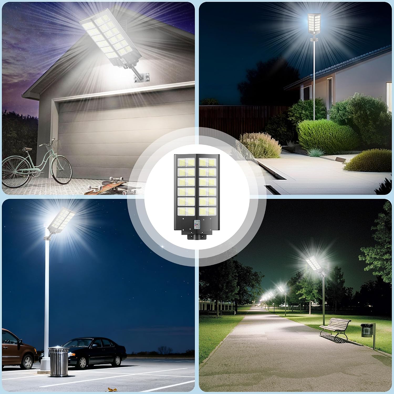 Solar Street Lights Outdoor Waterproof 9000W LED Solar Power Street Light Dusk to Dawn with Mention Sensor Flood Light Large Outdoor Solar Lights for Yard, Entryway Garage