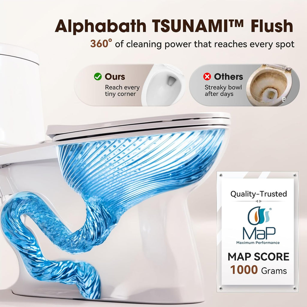 17' Comfort Height Toilet with Soft close seat, Two piece Toilets for Bathroom, Nano Self-Cleaning Glaze, Dual Flush 0.8/1.28 GPF, Easy to Clean & Install, ADA Height, 12' Rough-In