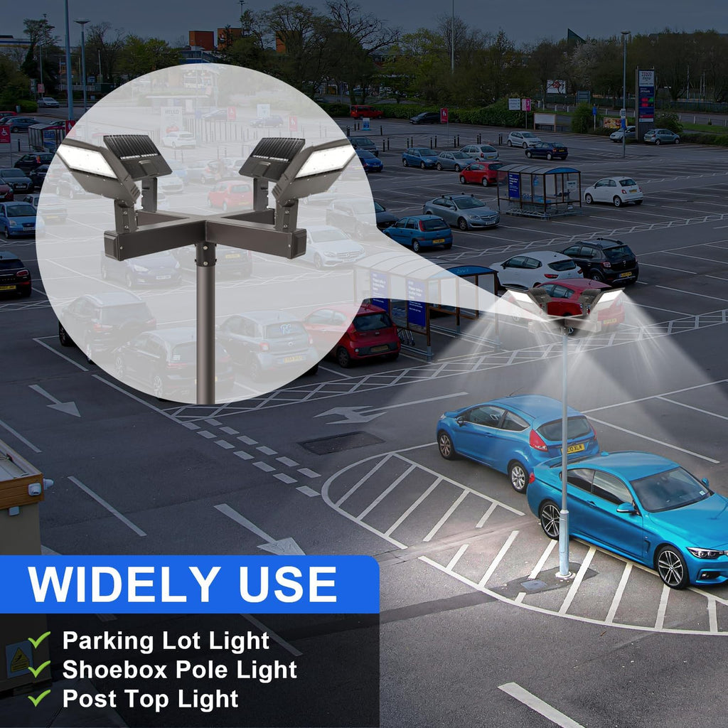 90° Quad Bullhorn Tenon Adapter for 4 Light Fixtures with 2 3/8' Slip Fitter, Bullhorn Bracket with 4 Arms Mounting for LED Parking Lot Light, Outdoor Shoebox Street Lighting, Dark Bronze