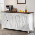 YITAHOME 55'' Sideboard Buffet Cabinet with Storage, Farmhouse Coffee Bar Cabinet Kitchen Storage Cabinets with Adjustable Shelf for Kitchen, Living Room, White