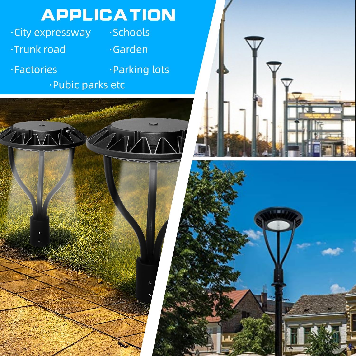 Led Post Top Light 60W Circular, DLC/ETL Listed LED Street Area Post Top Light, Outdoor IP65 Waterproof, Pathway Pole, Yard Light Fixture (100W)