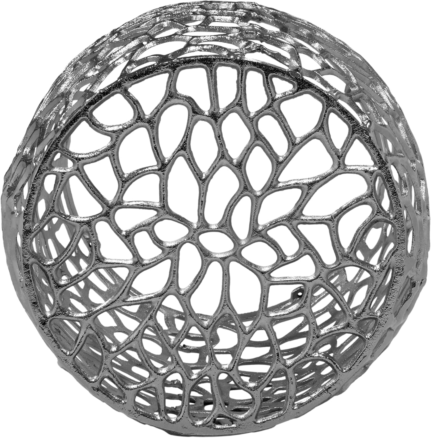 Christopher Knight Home Helast Aluminium Side Table, 14.00'' W Round Sofa Side Table, Modern Indoor Accent Table for Living Room Bedroom Home Office, Abstract Hollow, Silver