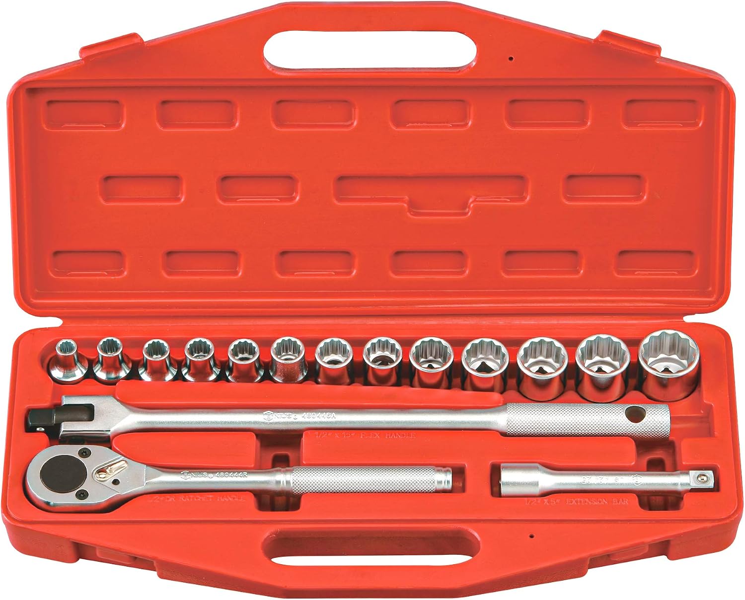 Genius Tools 16PC 1/2' Dr. SAE Hand Socket Set (12-Point) - TW-416S