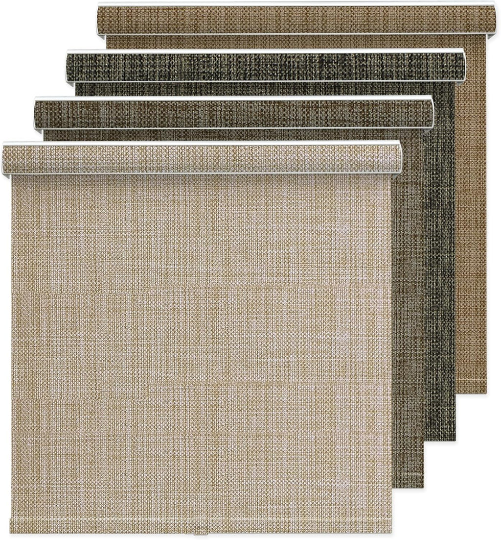 Blackout Roller Shades, Free-Stop Window Blinds with Valance, Room Darkening Thermal Insulated UV Protection Fabric for Home Office,Beige 10