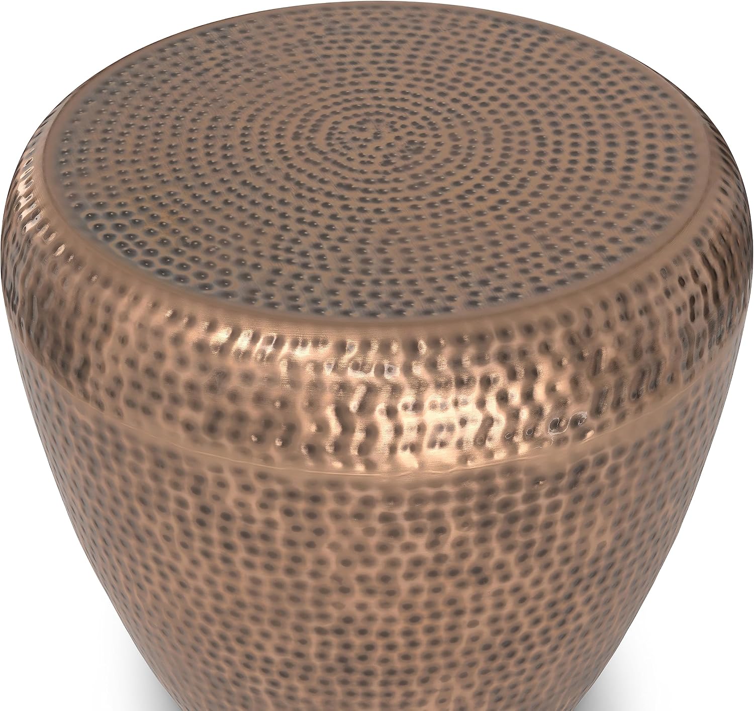 SIMPLIHOME Preston Metal Table - 22 inch Wide Solid Metal Round Side Table in Antique Copper, Modern Industrial Accent Table for Living Room or Bedroom with Textured Finish, Assembled