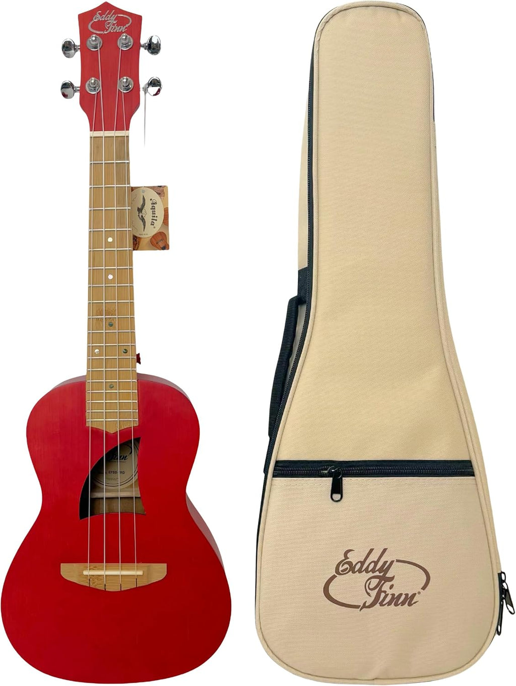 Bamboo Beach Concert Ukulele for Adults, Beginner and Professional Musical Instrument, Travel-Friendly with Gig Bag, Transparent Red
