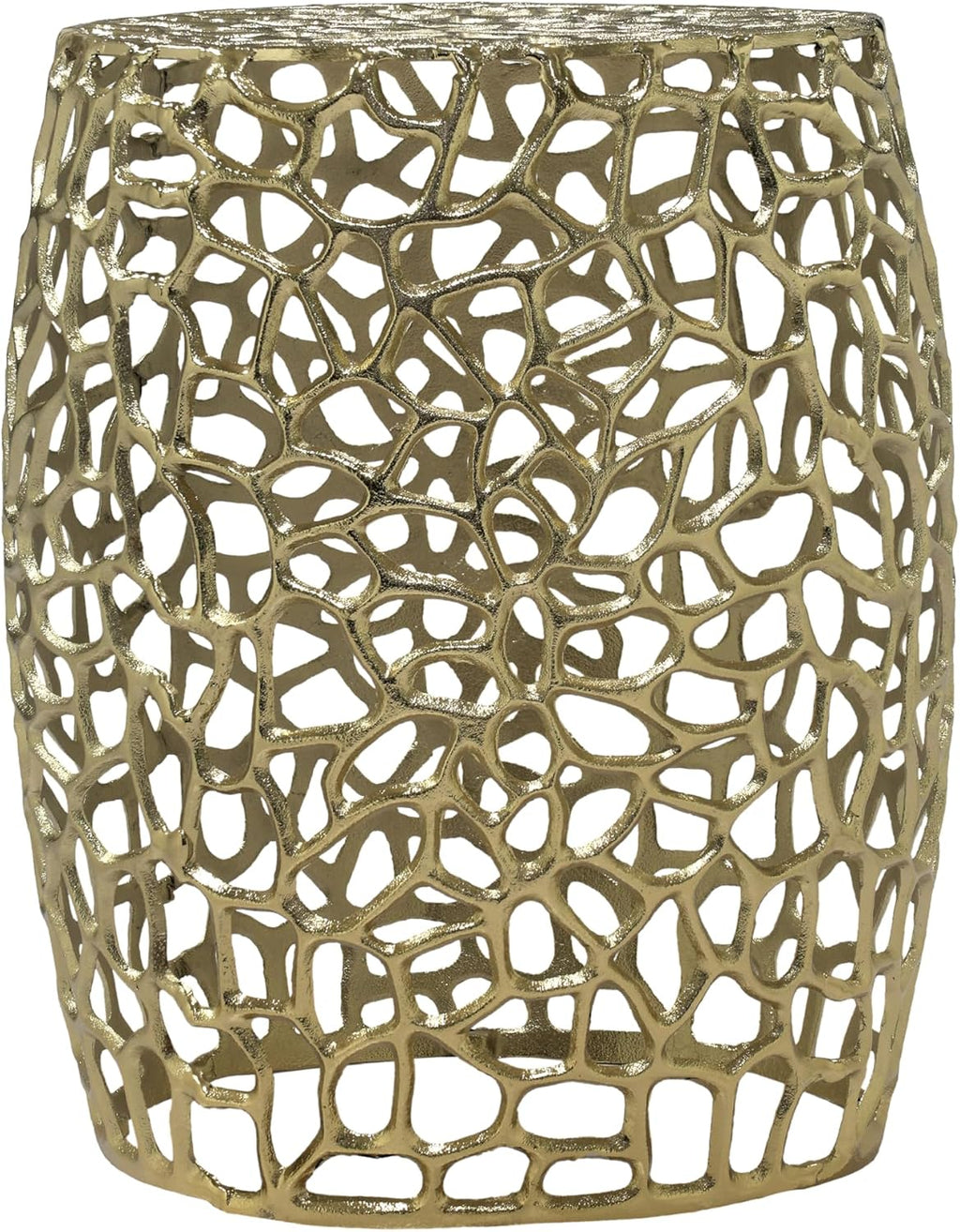 Christopher Knight Home Helast Aluminium Side Table, 14.00'' W Round Sofa Side Table, Modern Indoor Accent Table for Living Room Bedroom Home Office, Abstract Hollow, Gold