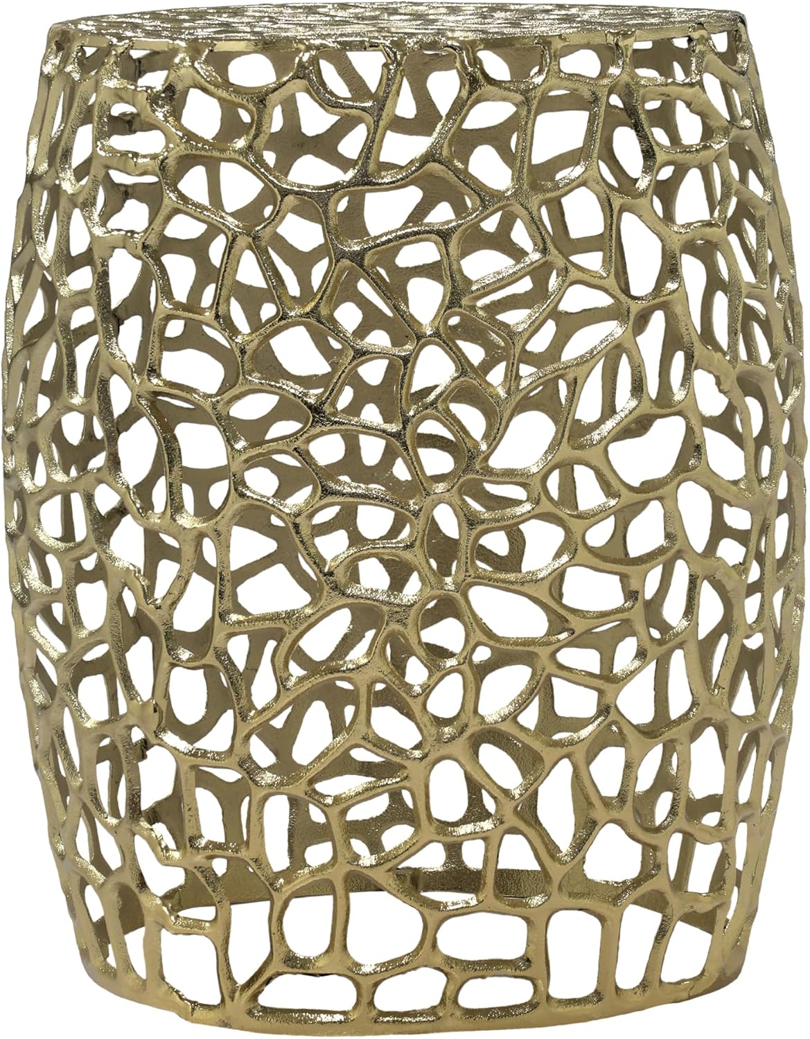 Christopher Knight Home Helast Aluminium Side Table, 14.00'' W Round Sofa Side Table, Modern Indoor Accent Table for Living Room Bedroom Home Office, Abstract Hollow, Gold