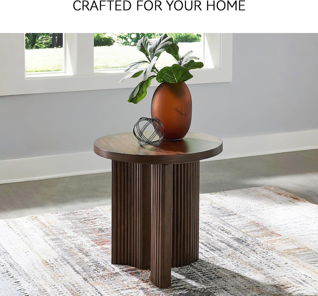 Signature Design by Ashley Korestone Contemporary End Table with Curved Legs, Dark Brown