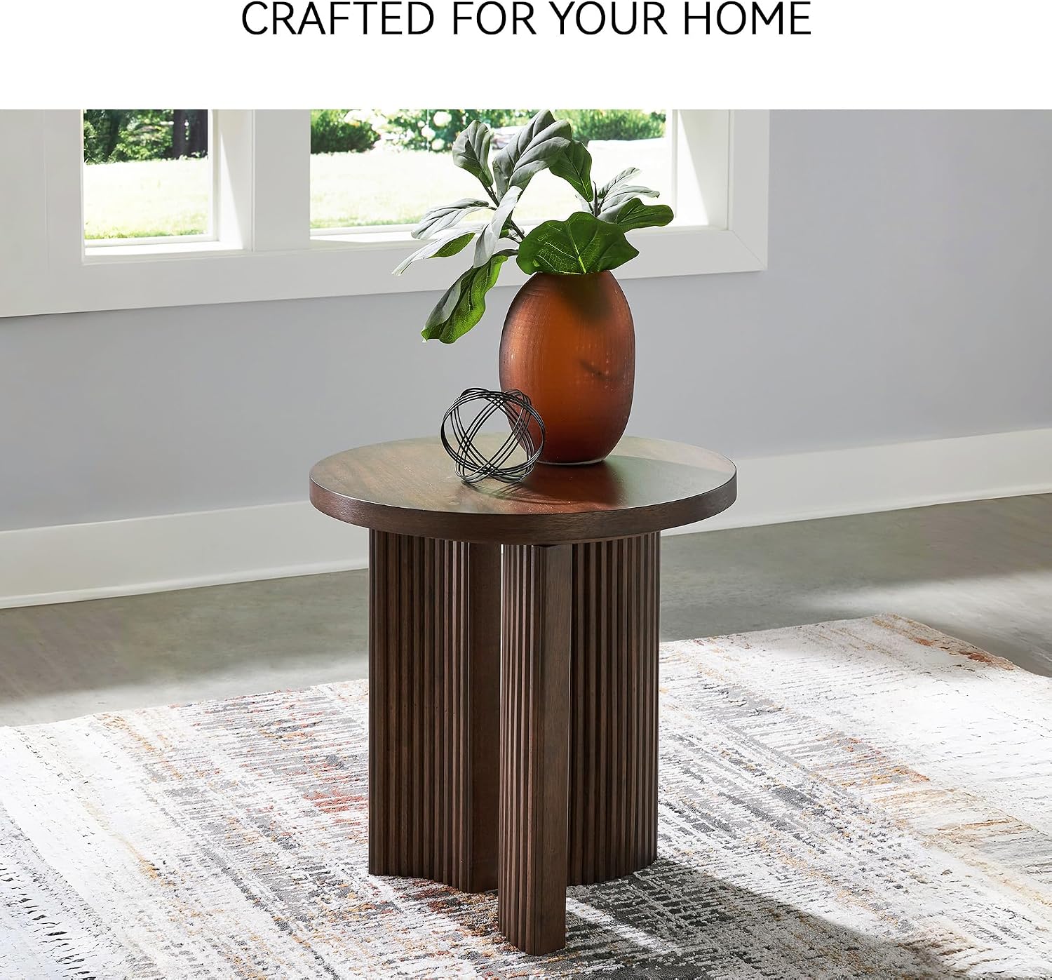 Signature Design by Ashley Korestone Contemporary End Table with Curved Legs, Dark Brown