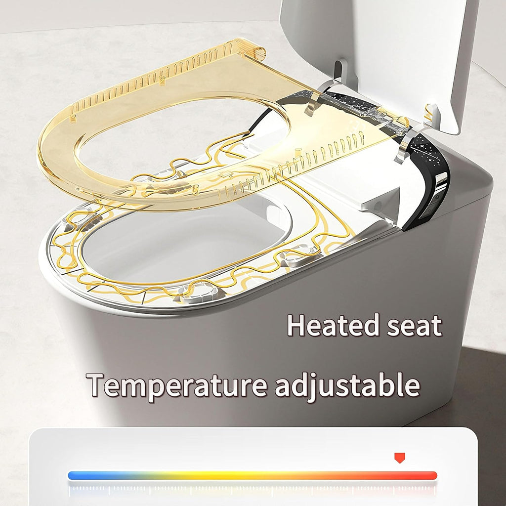 Smart Toilet with Starry Night Lighting Effects,Bidet Build in,Warm Air Drying,LED Light, Heated Seat, Automatic Switch Seat,ADA Comfortable Height (Grey)