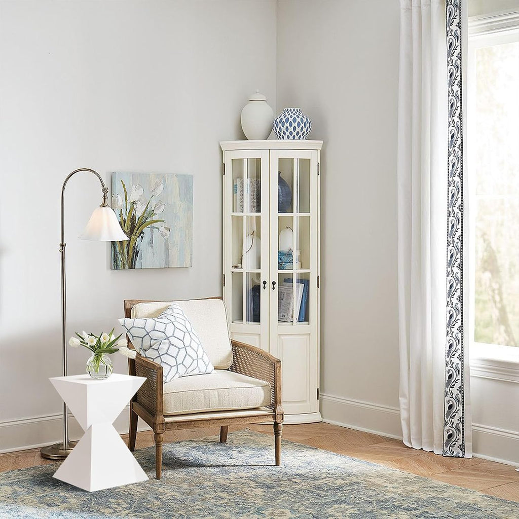 BECHAEO 12.6' White Acrylic Side Table, Small End Tables for Small Spaces, Modern Acrylic End Tables Living Room Bedroom Nightstand with Irregular, Lightweight Farmhouse Outdoor Side Tables for Patio