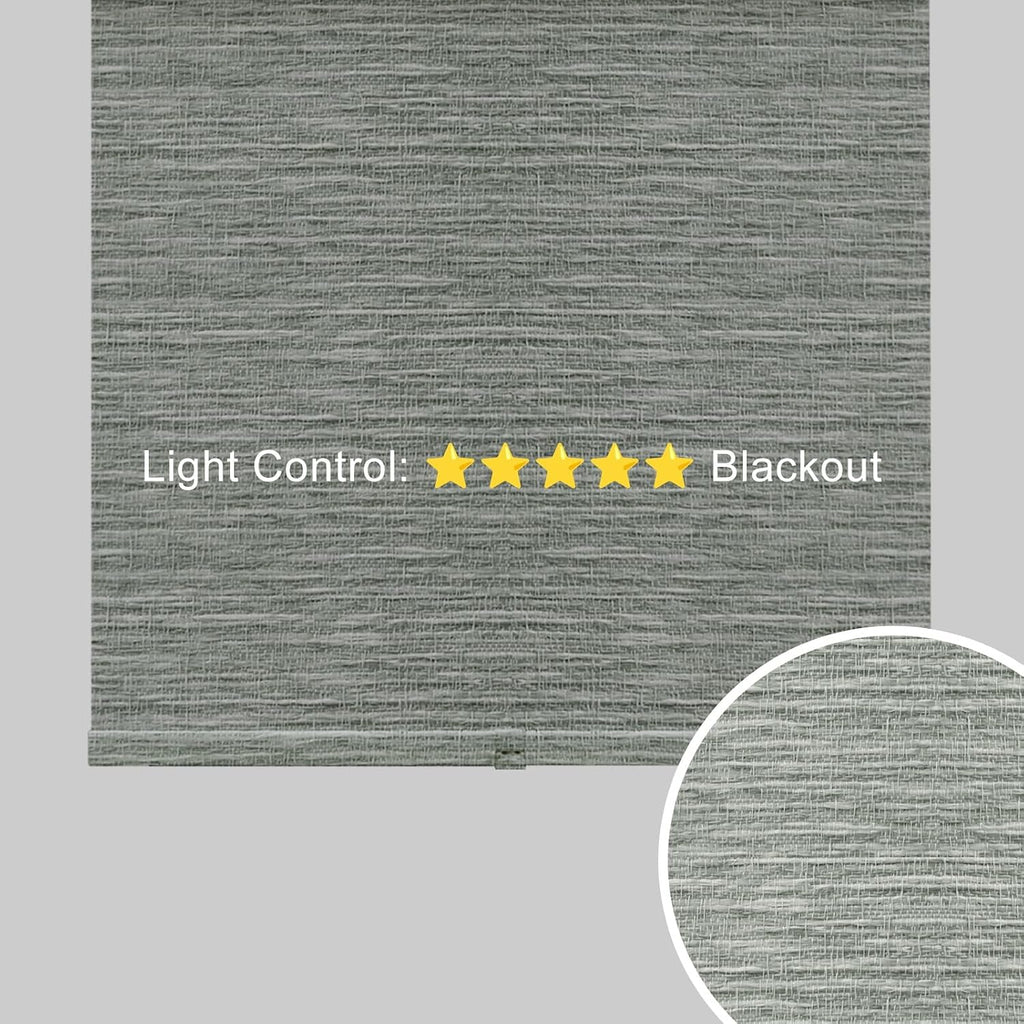 Free-Stop Window Roller Shades, Blackout Room Darkening Blinds, Thermal Insulated UV Protection Fabric with Valance for Office,Light Gray 07