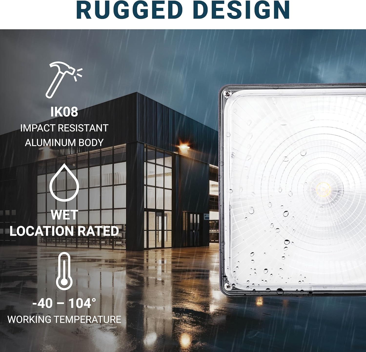 PARMIDA (4 Pack) LED Canopy Light, 70W, Dimmable, 110-277VAC, IP65 Waterproof, ETL-Listed, 5000K, 9.6' x 9.6', Gas Station, Street, Area & Outdoor Lighting, Commercial Grade