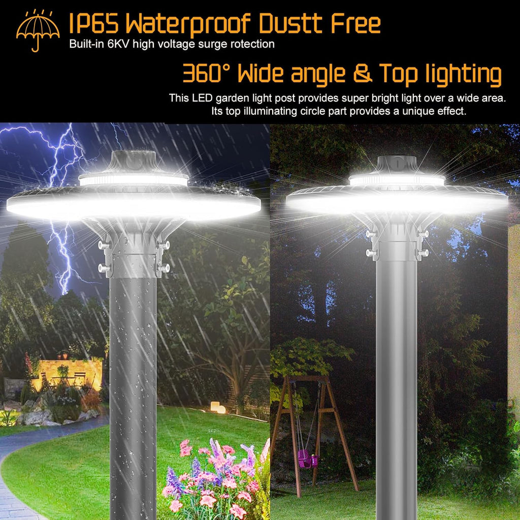 200W/150W/120W LED Post Top Light with Dusk to Dawn Photocell, 28000lm 5000K Circular Area Pole Lights, IP65 Waterproof Outdoor Post Light Garden Pathway Yard Street Lighting UL Listed, AC100-277V