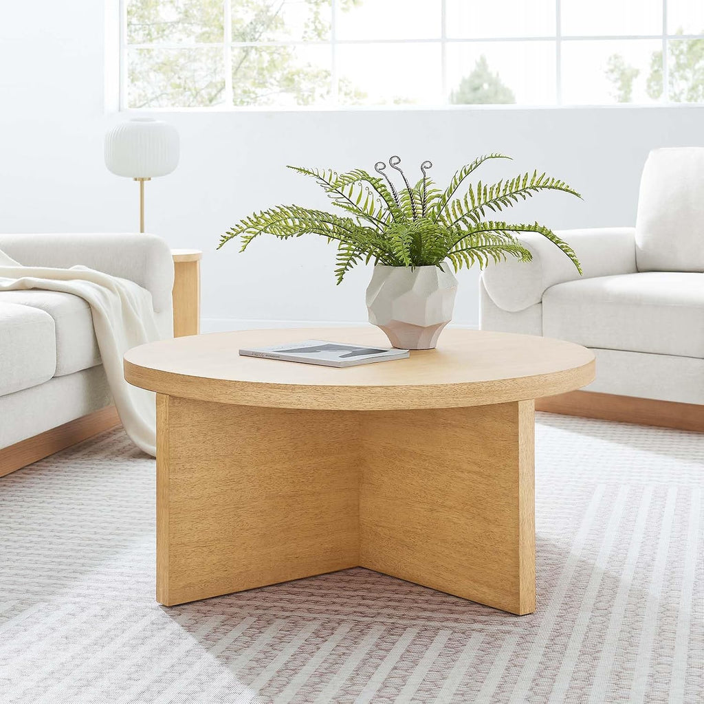 Modway EEI-6580-NAT Silas Round Wood Coffee Table, Natural