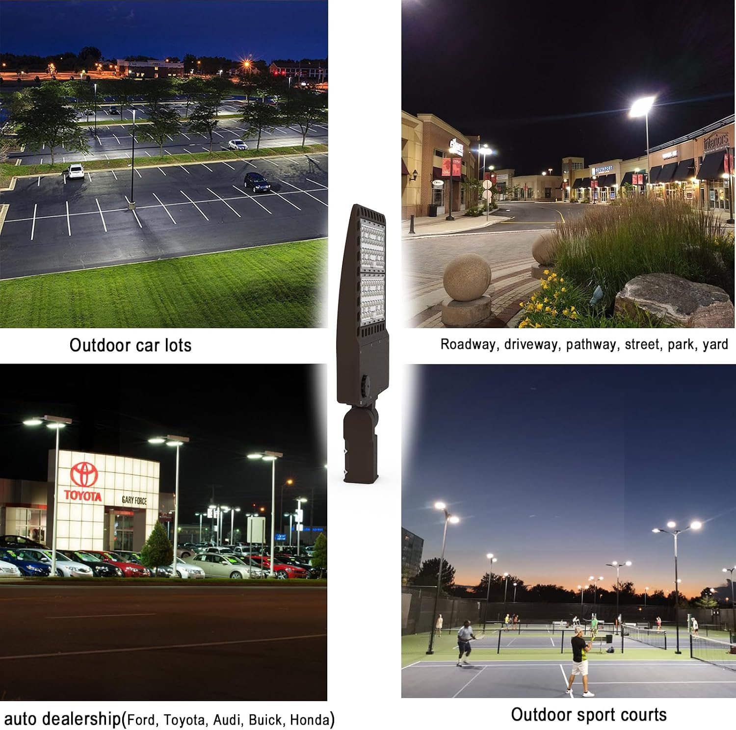 Power Adjustable 200W 240W 300W 277V 480V LED Parking Lot Light Exterior Bronze Street Pole Shoebox Lighting Fixtures 5000K for Sport Court, 600W-1000W MH HPS Equal (Slip Fitter Mount)